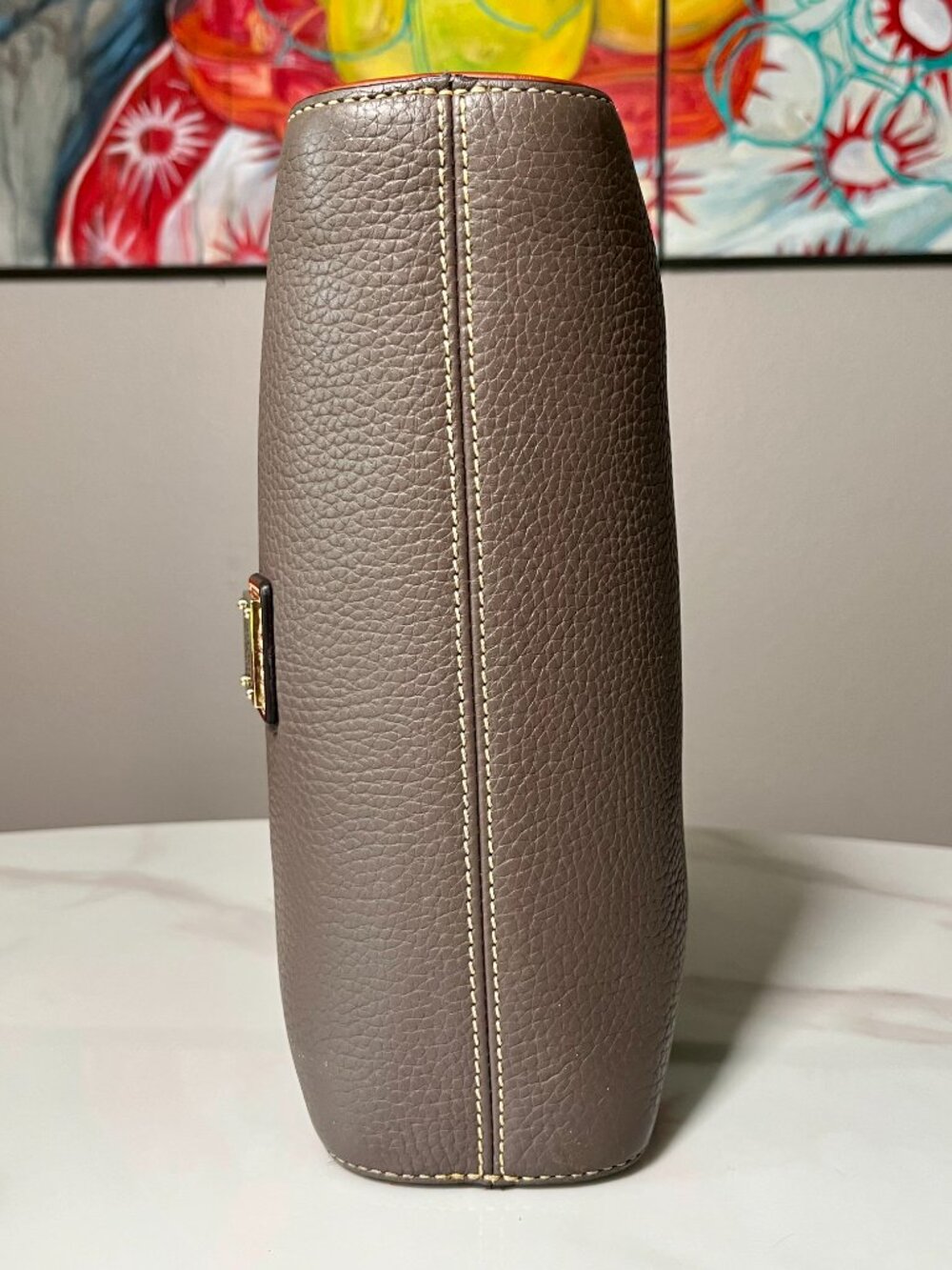Dooney & Bourke Pebble Grain Large Peyton Triple Zip Crossbody in Elephant + COA - Picture 13 of 16